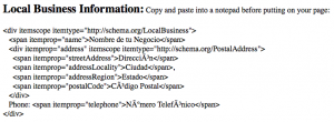 Código HTML del Marcado Schema